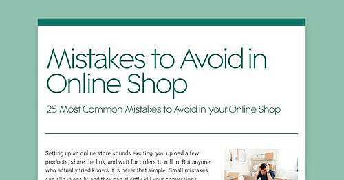 Mistakes to Avoid in Online Shop