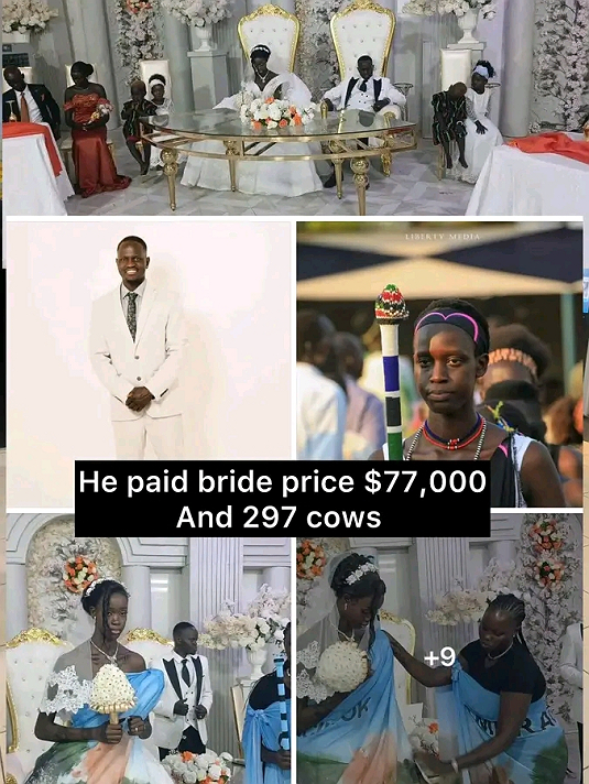 South Sudanese Man Weds Bride After Paying $77,000 Dowry In cash, 297 Cows And Plots Of Land,...