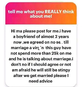 That guy is stringyTwo yrs n you can account for what he spent 😔😔😔Please dont expect...