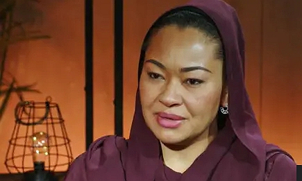 Nigerian senator Natasha Akpoti-Uduaghan dressed in northern Nigeria clothing with a veilNatasha...